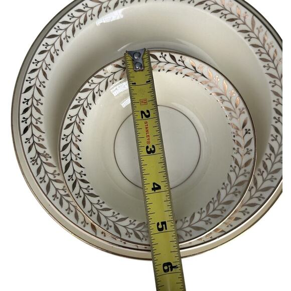 Taylor Smith & Taylor “Daphne” Cream Gold Set Lunch Plate 8” Bowl Tea Cup Saucer - Picture 7 of 10